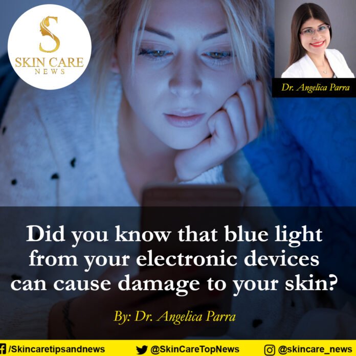 Did you know that blue light from your electronic devices can cause damage to your skin?