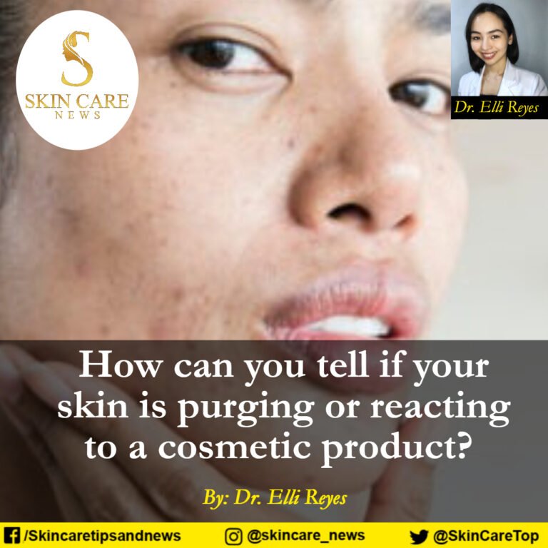 How can you tell if your skin is purging or reacting to a cosmetic product?