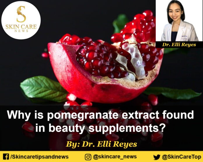 Why is pomegranate extract found in beauty supplements?